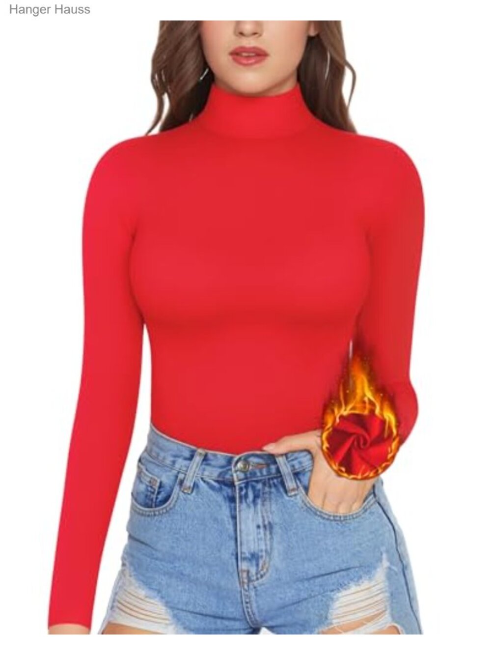 Women's Mock Turtleneck Long Sleeve Fitted T-Shirt Top
